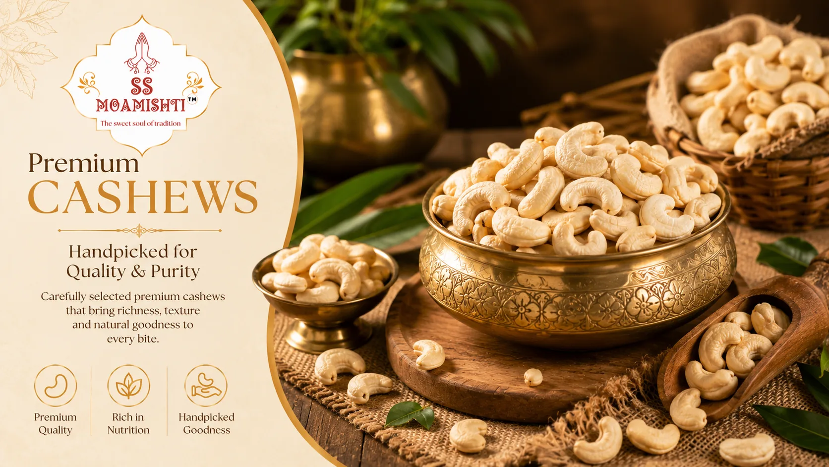Premium cashew ingredient presentation